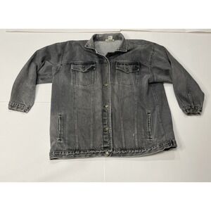 Hunters‎ Run Vintage Denim Jean Chore Work Coat Jacked Grunge Faded Gray  1X 90s